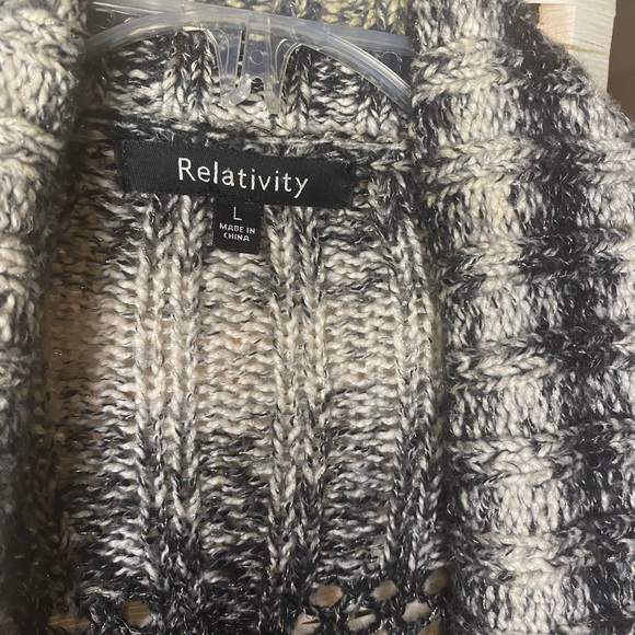 Black/Grey/White/Silver Knit Sweater by Relativity Size Large EUC - Picture 3 of 6